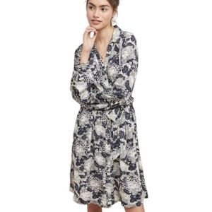 Anthropologie 34 of 52 Conversations Colloquial Shirt Dress Size 12 Floral Face